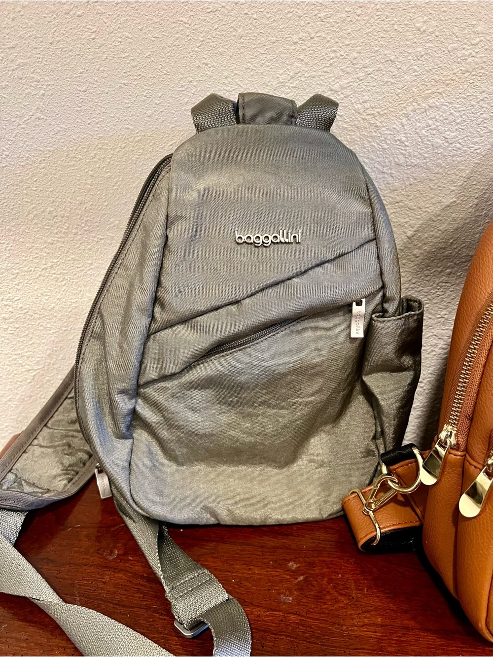 Baggallini Gray women’s Crossbody Sling Backpack